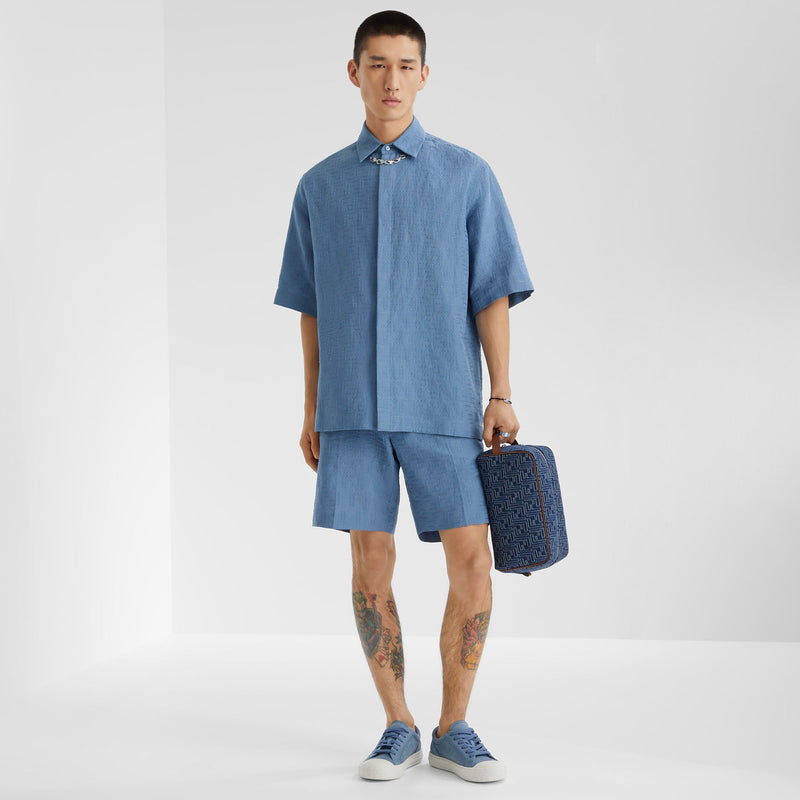 Fendi - Chemise en jacquard FF de lin Bleu Clair