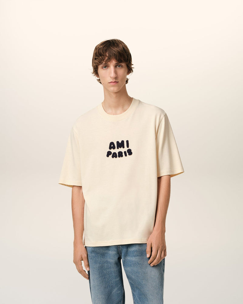 Ami - T-shirt Patch Ami De Cœur en jersey de coton Beige