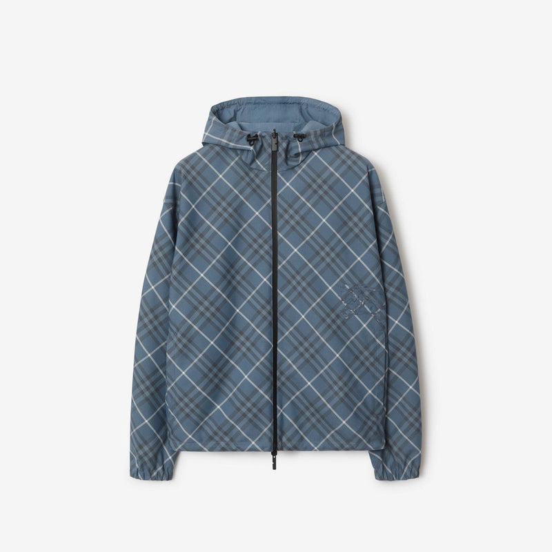 Burberry - Veste à capuche à carreau Bleu Océan