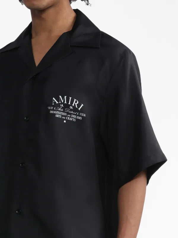 Amiri - Chemise en sois à logo imprimé Noir