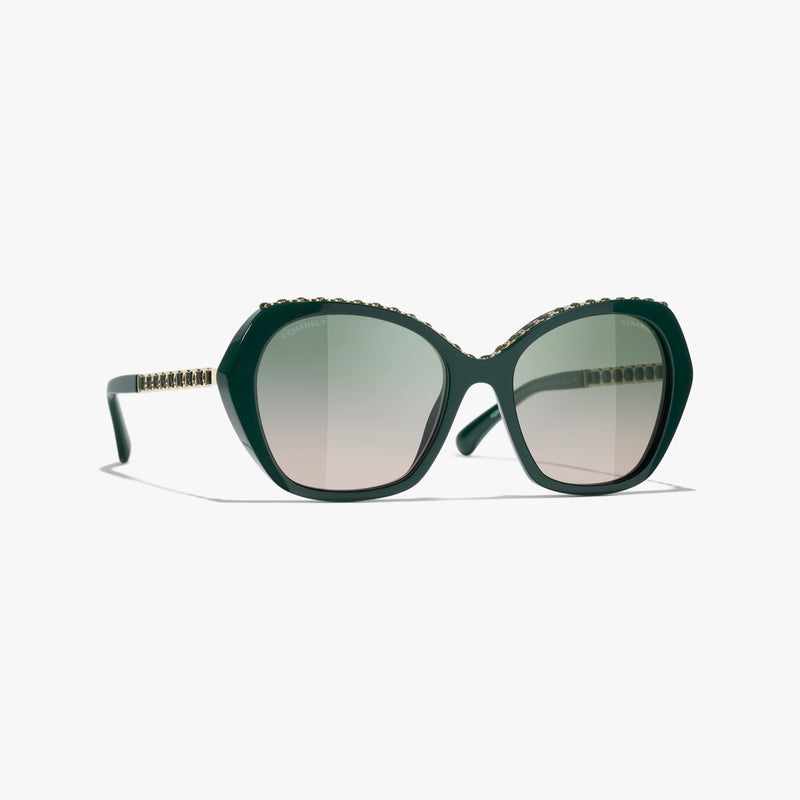 Chanel - Lunettes de soleil Papillon Vert Foncé