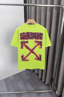OFF-WHITE - T-shirt avec logo OW Jaune Fluo et Rose