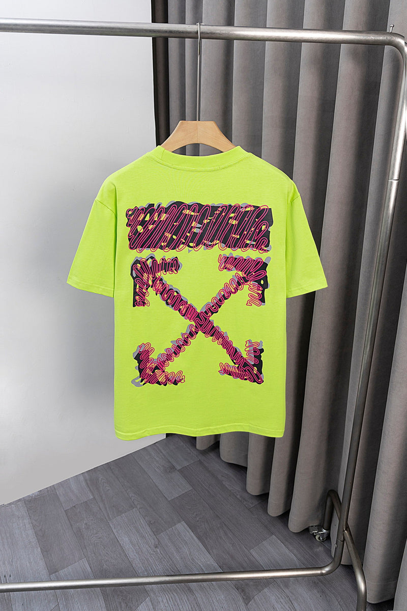 OFF-WHITE - T-shirt avec logo OW Jaune Fluo et Rose
