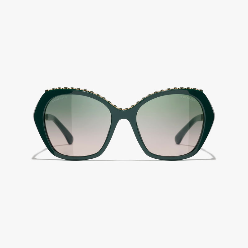 Chanel - Lunettes de soleil Papillon Vert Foncé