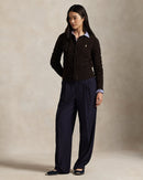 Ralph Lauren - Cardigan torsadé en laine et cachemire Mélange marron noyer