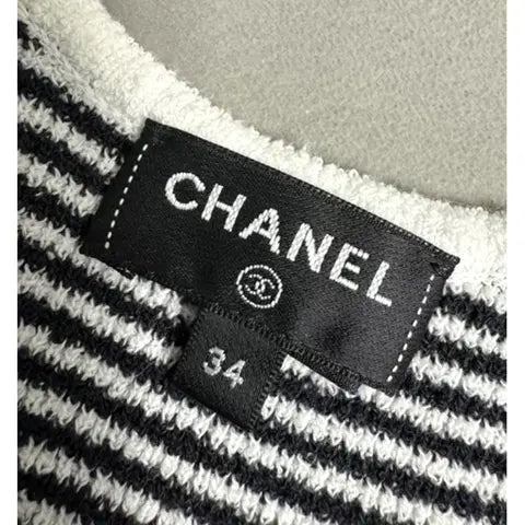 Chanel - Top à bretelles en coton rayure Blanc/Noir