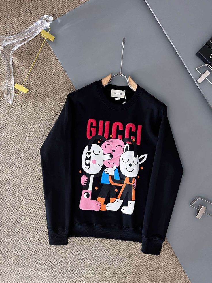 Gucci - Pull en coton avec logo Gucci Rouge Noir