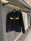 Fendi - Gilet à capuche en coton Œil de chat Noir