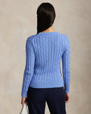Ralph Lauren - Pull torsadé à col rond en coton New Litchfield Blue