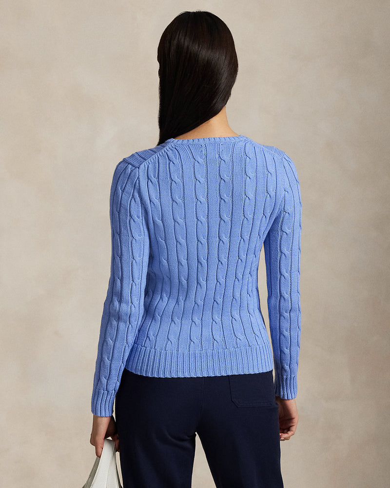 Ralph Lauren - Pull torsadé à col rond en coton New Litchfield Blue