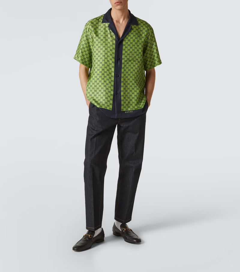GUCCI - Chemise GG imprimée en soie Vert