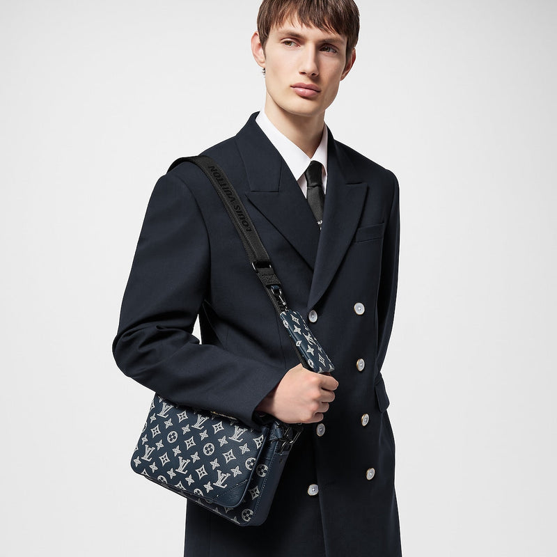 Sac Trio Messenger Bleu Nuit Blanc