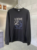 Loewe - Pull en coton monogramme en relief Noir et Bleu Marine