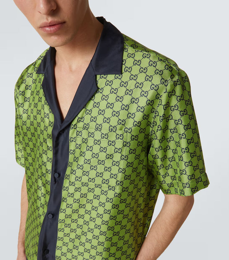 GUCCI - Chemise GG imprimée en soie Vert