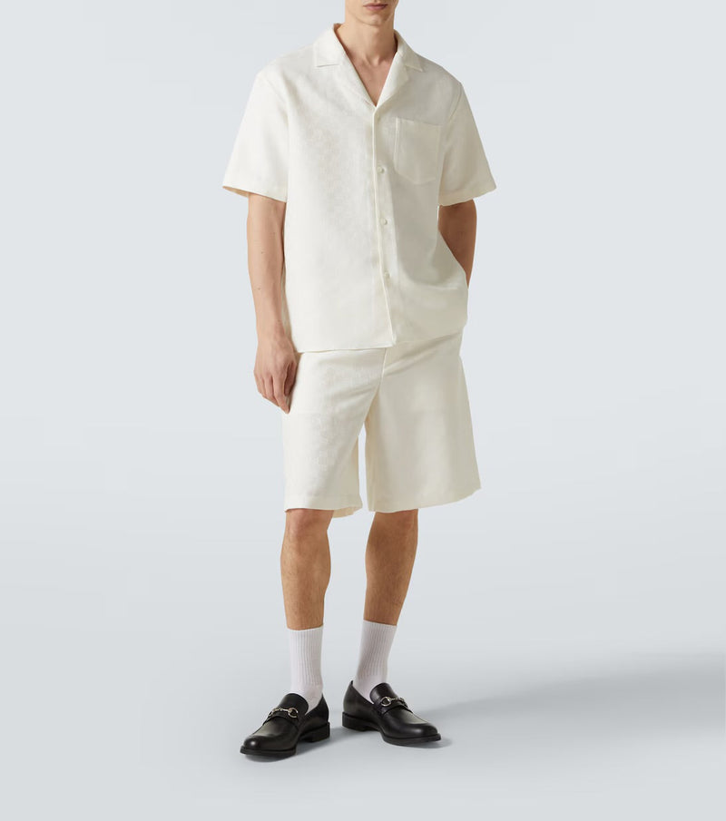 GUCCI - Short en lin melangé Blanc