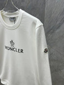 Moncler - Pull en coton floqué Moncler et logo Blanc