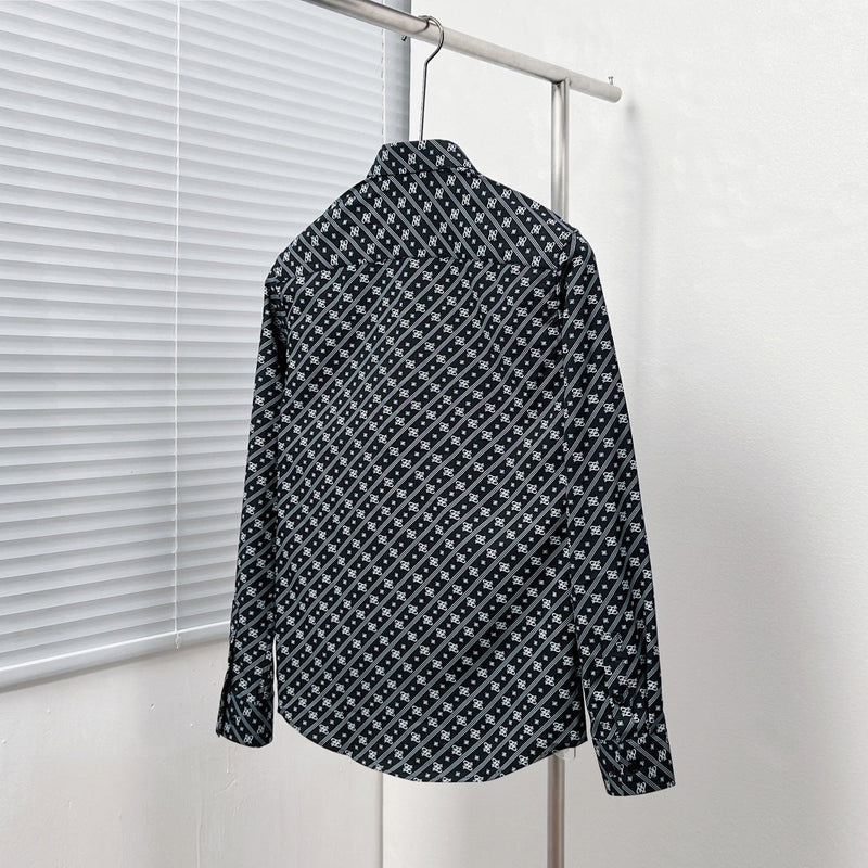 Fendi - Chemise à Manches Longues avec Motif Monogramme Noir/Blanc