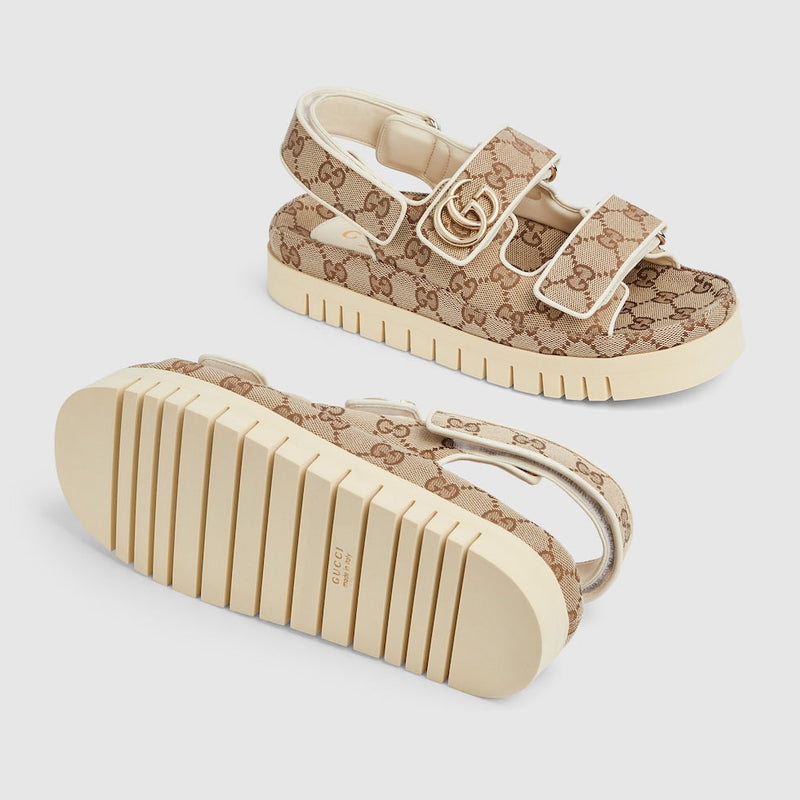 Gucci - Sandales avec Double G Beige Marron Foncée