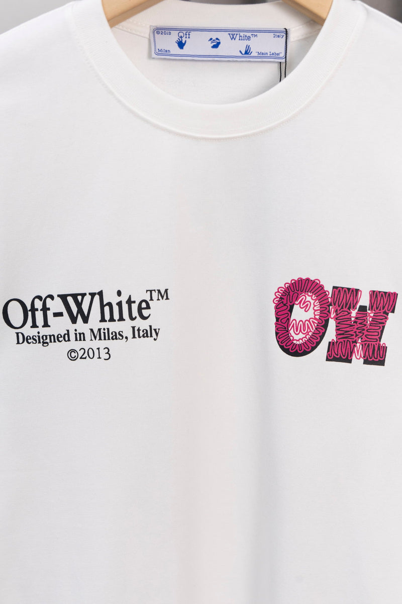 OFF-WHITE - T-shirt avec logo OW Blanc et Rose