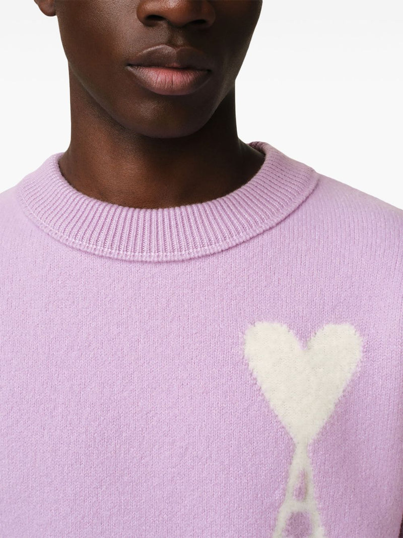 Ami Paris - Pull Ami Rose Coeur Blanc