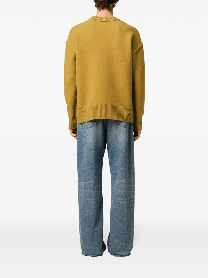 Ami Paris - Pull Ami Moutarde Coeur Blanc