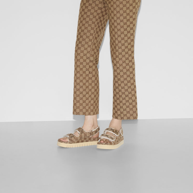 Gucci - Sandales avec Double G Beige Marron Foncée