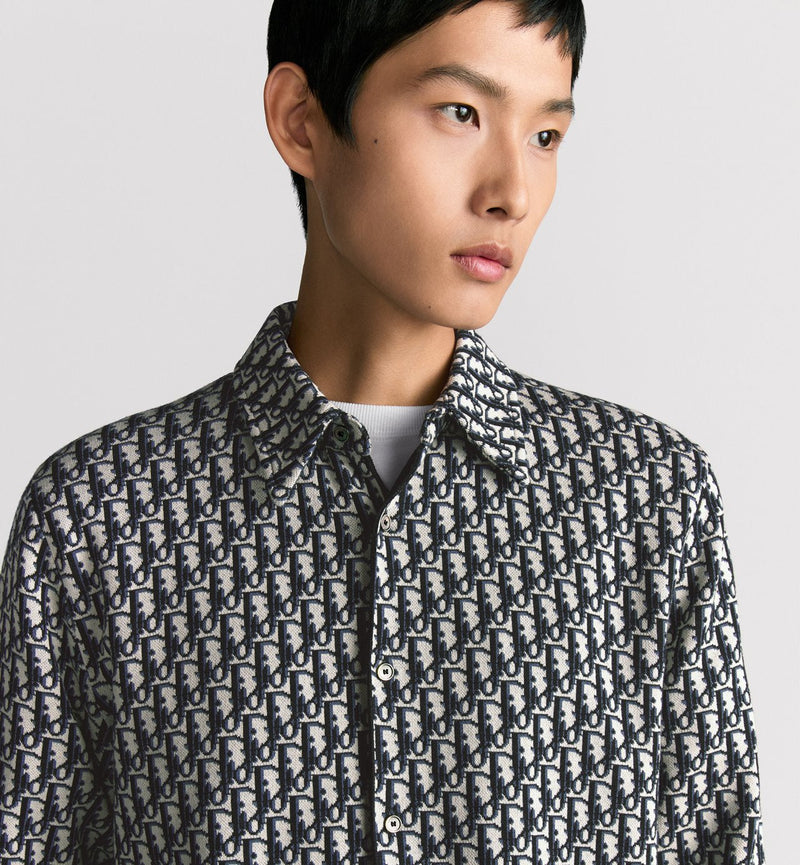 Dior - Surchemise Dior Oblique Jacquard de coton Bleu Marine