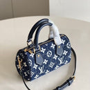 Louis Vuitton - Sac Speedy Bandoulière 20 Denim Bleu Marine Blanc