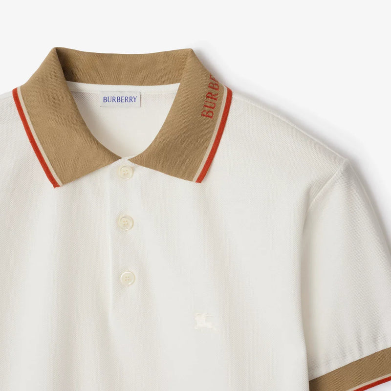 Burberry - Polo en coton avec col à logo Chalk