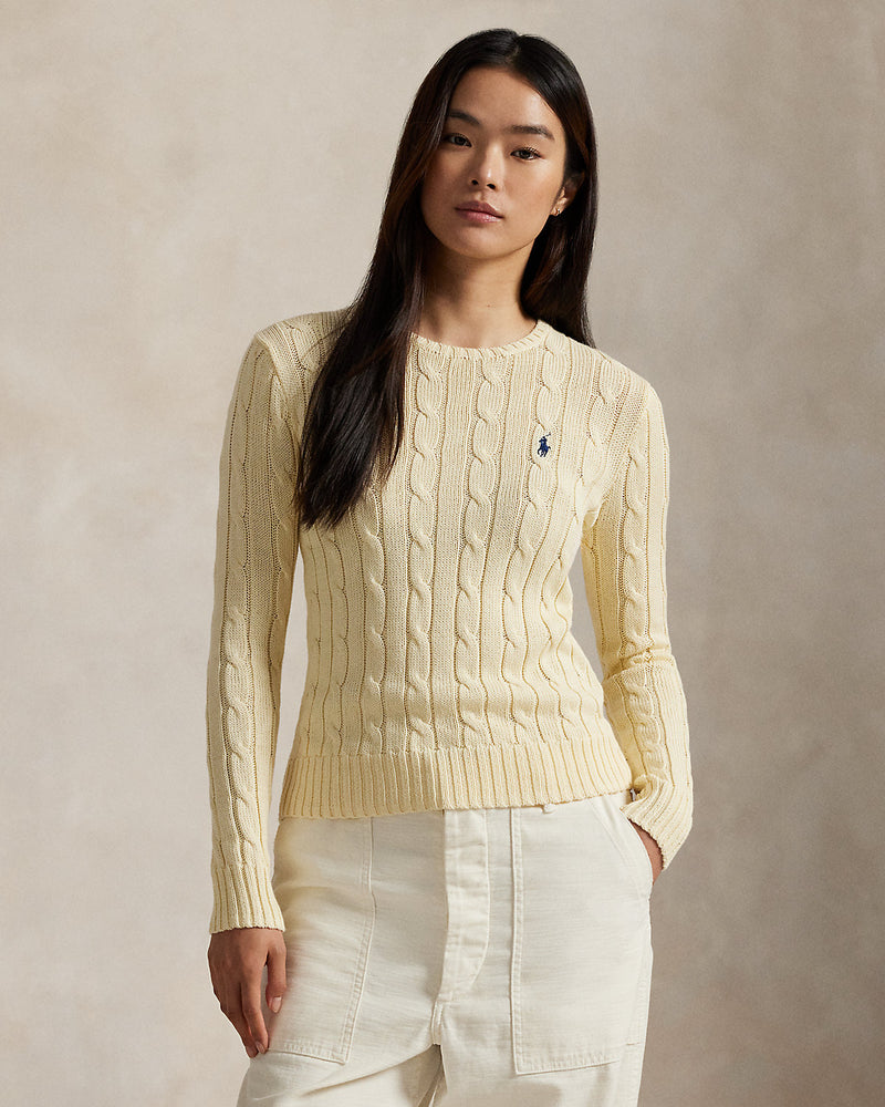 Ralph Lauren - Pull torsadé à col rond en coton Cream
