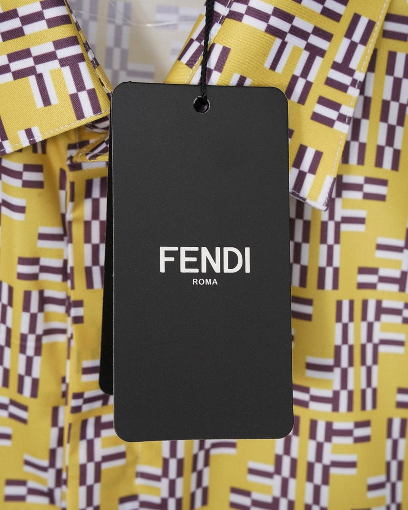 Fendi - Chemise à Manches Courtes avec Motif Monogramme Jaune