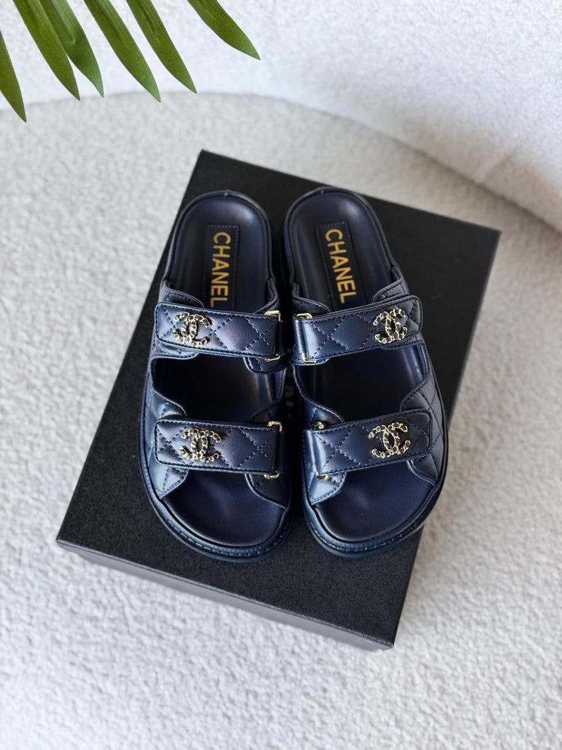 Chanel - Sandales Dad Noir/Bleu/Blanc/Beige/Bleu Marine