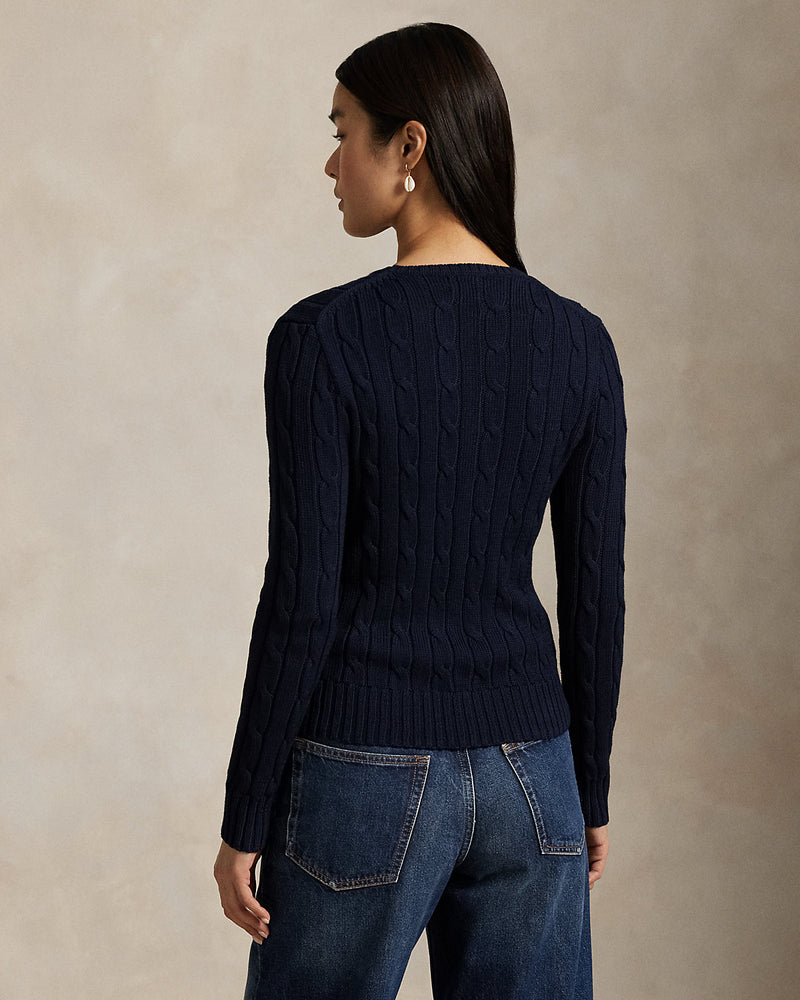 Ralph Lauren - Pull torsadé à col rond en coton Hunter Navy