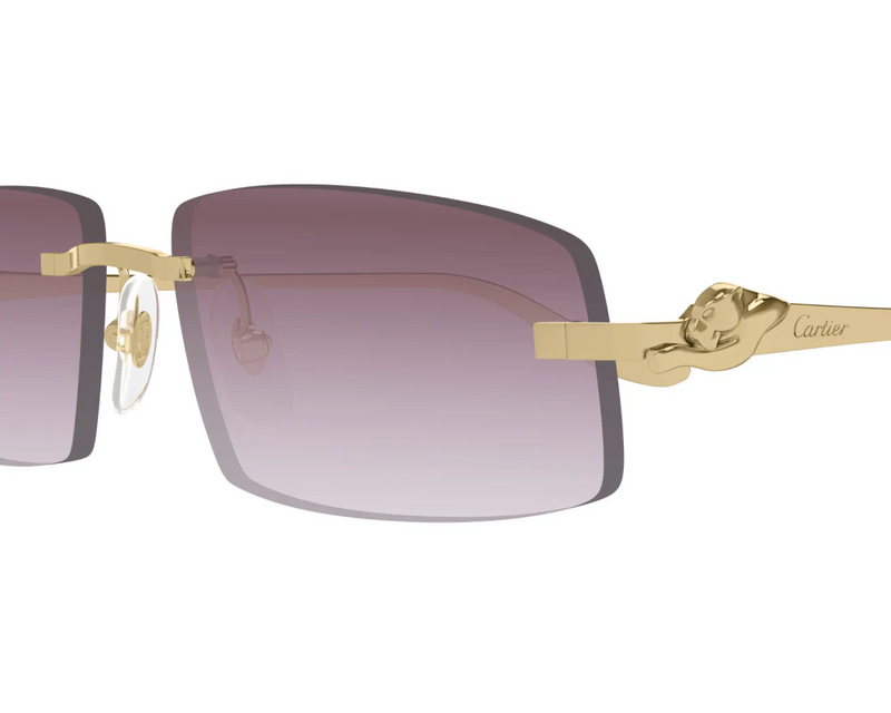 Cartier - Lunettes de Soleil Cartier Panthère Monture Doré Verres Violet