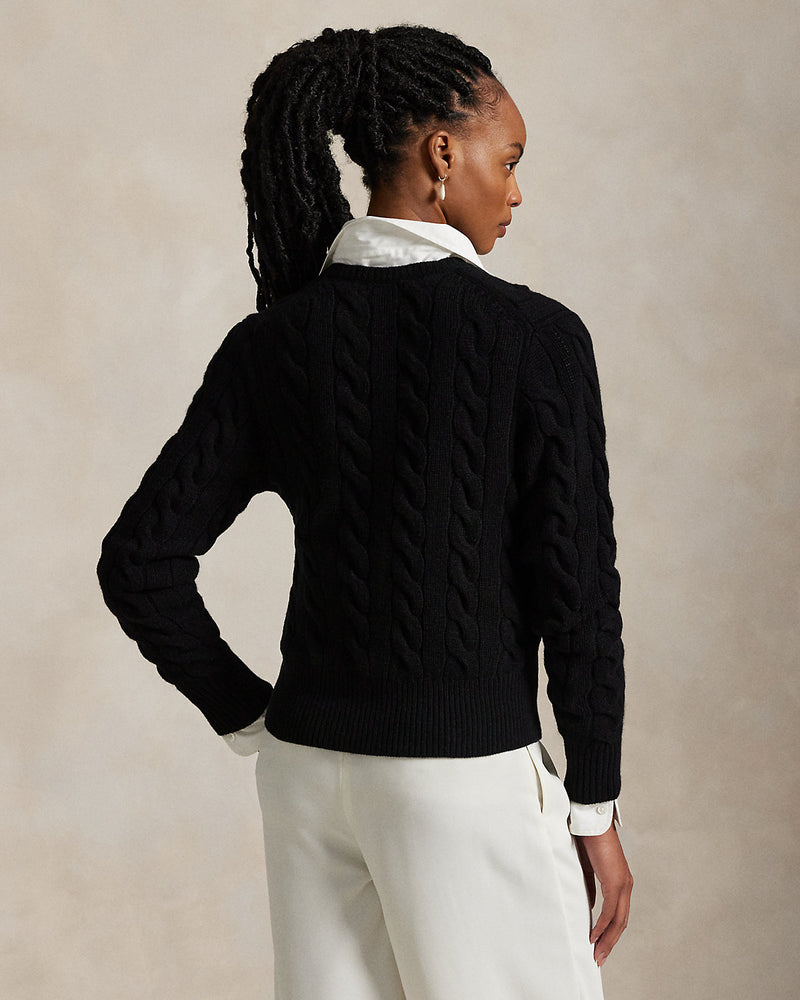 Ralph Lauren - Cardigan torsadé en laine et cachemire Polo Black