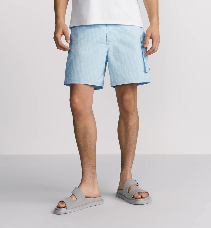 Dior - Short de bain Dior Oblique Toile technique Bleu Ciel