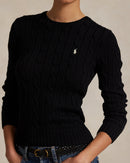 Ralph Lauren - Pull torsadé à col rond en coton Polo Black/white Pp