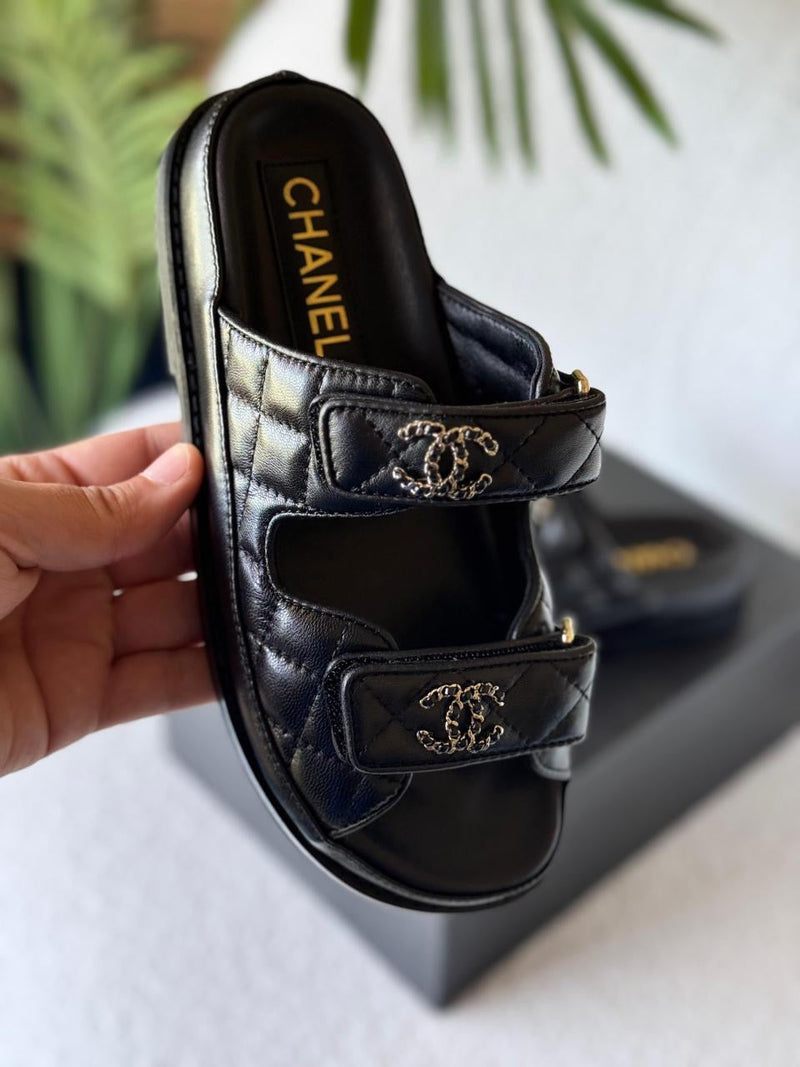 Chanel - Sandales Dad Noir/Bleu/Blanc/Beige/Bleu Marine