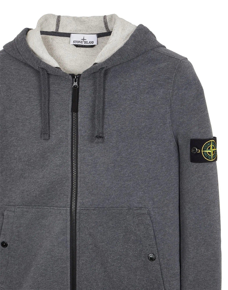 Stone Island - Sweat-shirt à capuche zippé fumée chiné
