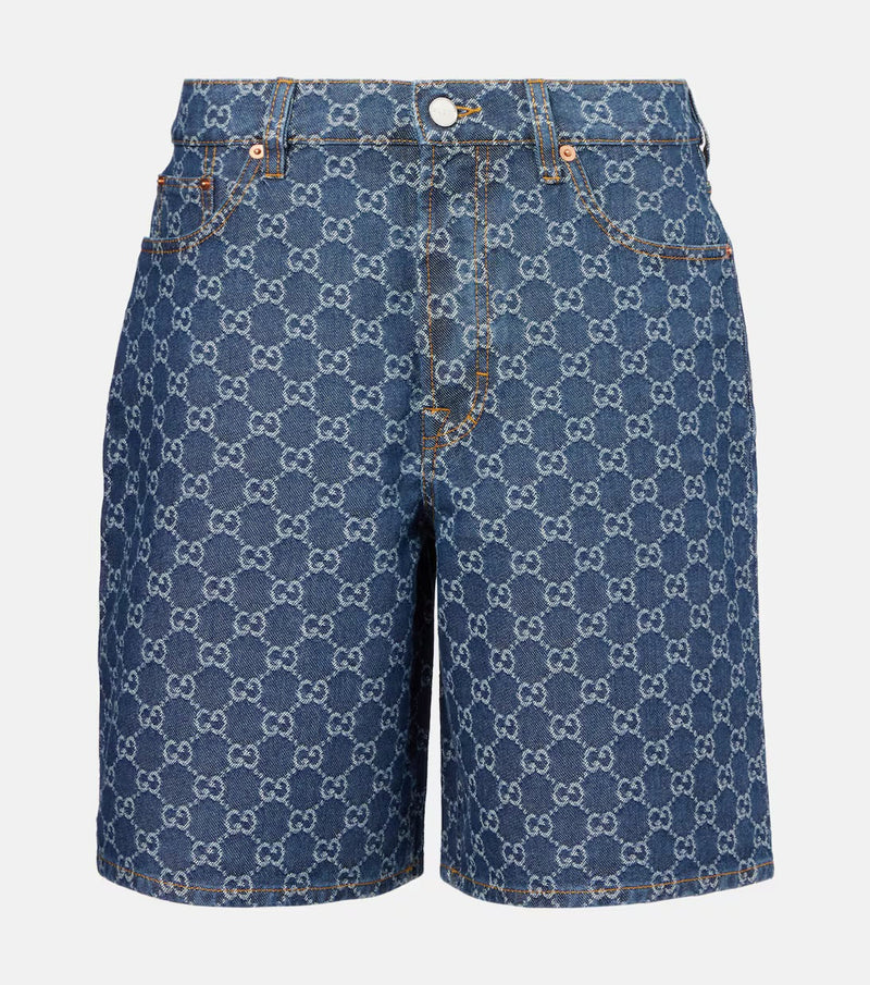 Gucci - Bermuda en jean et cuir