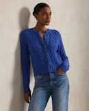Ralph Lauren - Cardigan torsadé en laine et cachemire Bleu Lapis