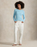 Ralph Lauren - Pull torsadé à col rond en coton Bleu Acadie