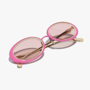 Chanel - Lunettes de soleil ovales Rose & Or
