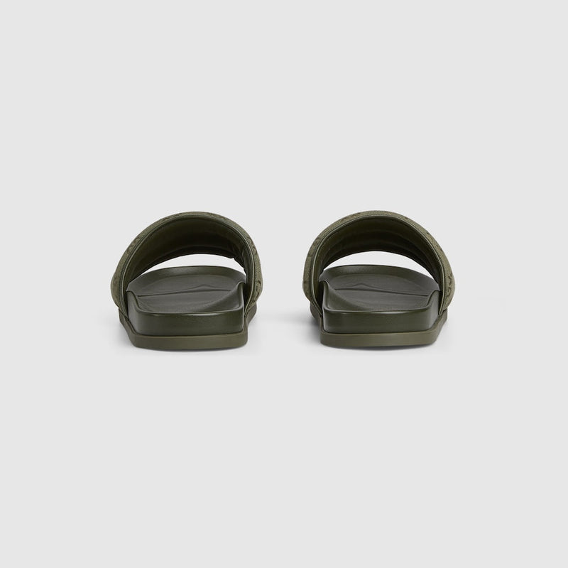 Gucci - Mules en Toile GG Matelassée Vert Foncée