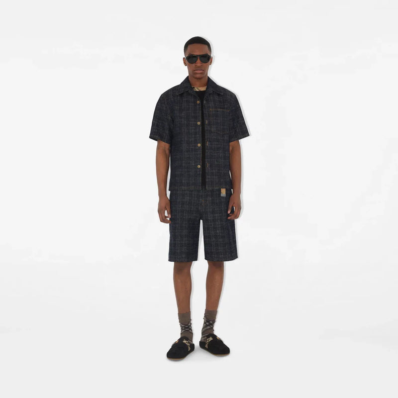 Burberry - Sabots Urchin en cuir velours Check Noir