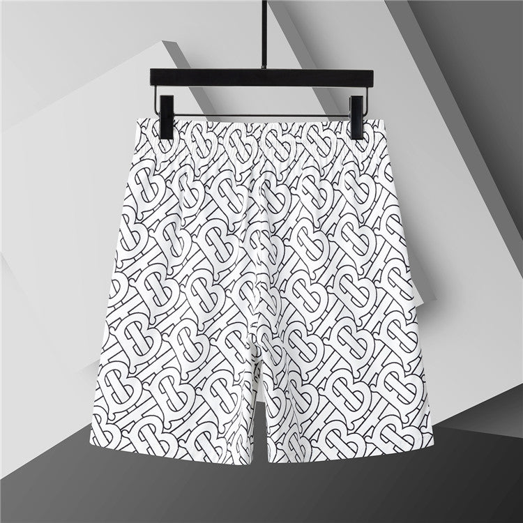 Burberry - Shorts Burberry avec motif monogramme noir et blanc - Blanc