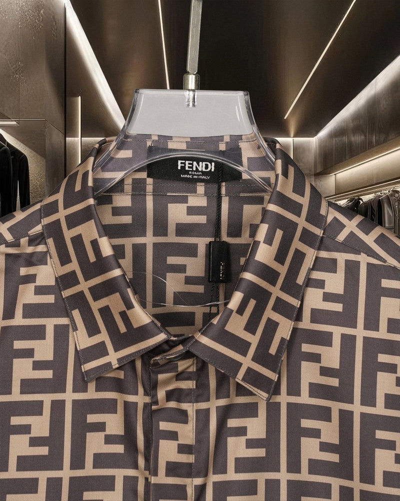 Fendi - Chemise à Manches Courtes avec Motif Monogramme Marron