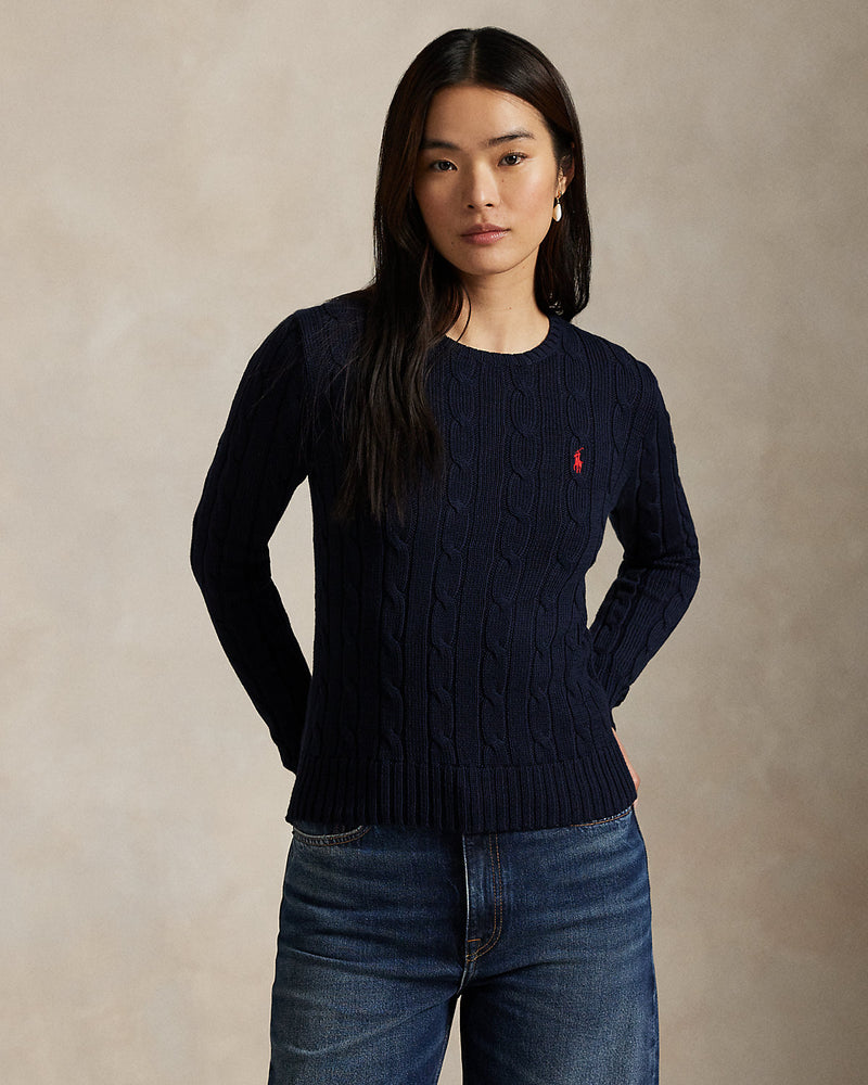Ralph Lauren - Pull torsadé à col rond en coton Hunter Navy