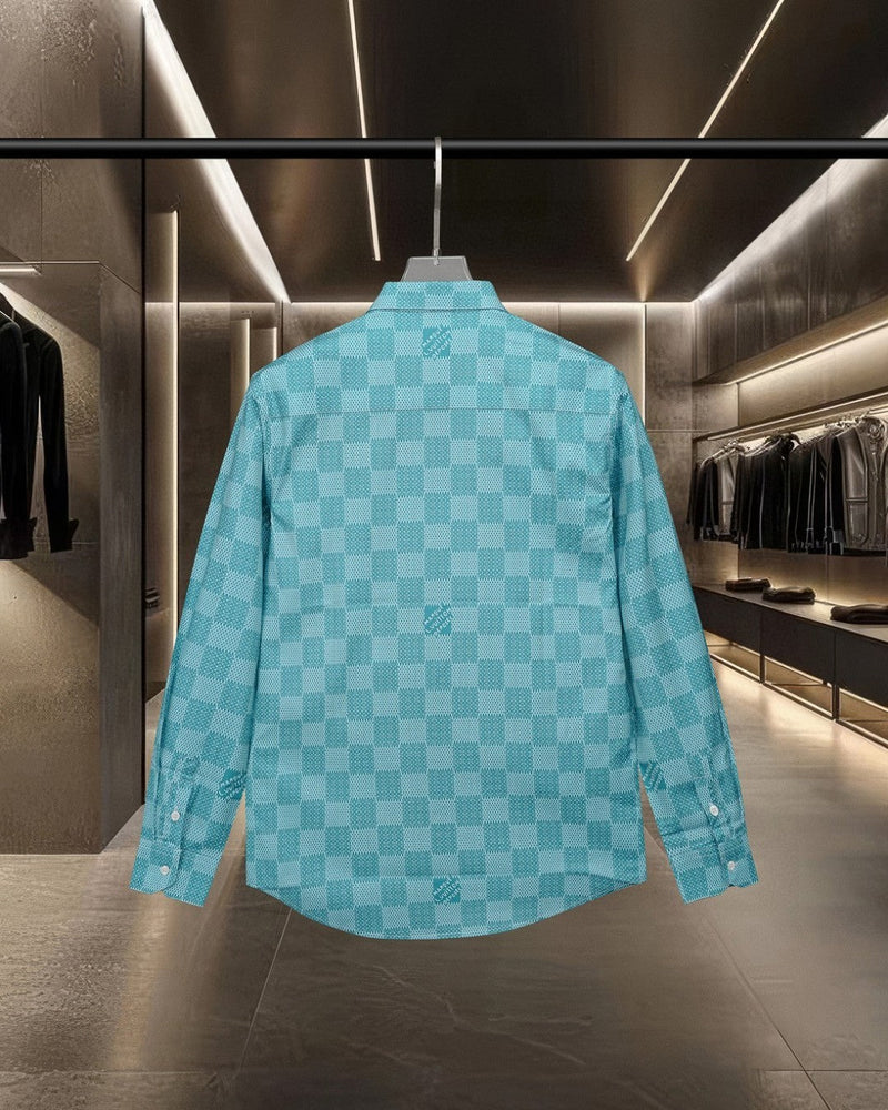 Louis Vuitton - Chemise manches longues motif damier LV Turquoise