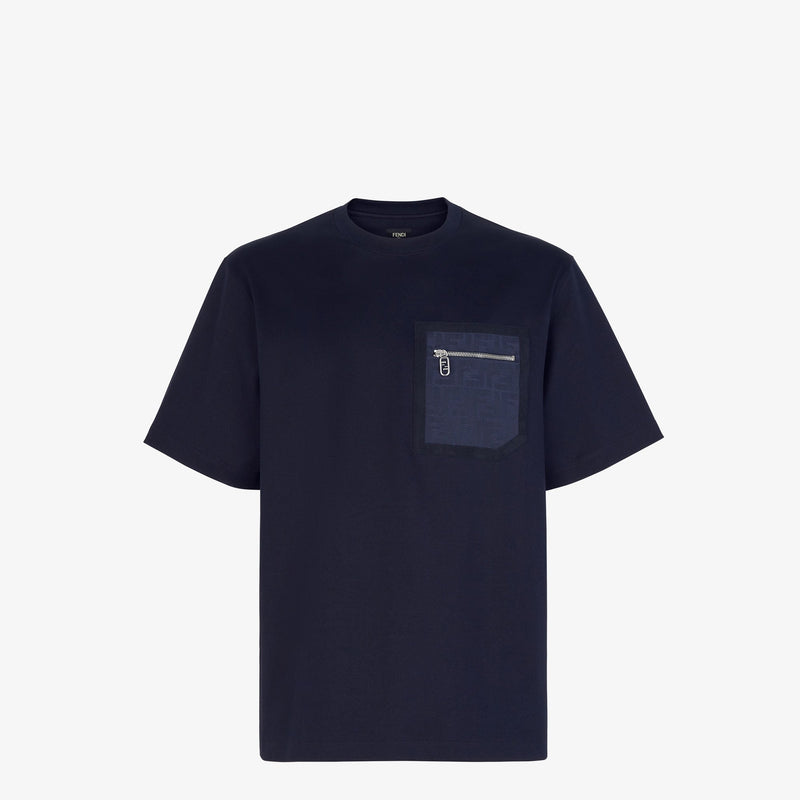 Fendi - T-shirt en coton FF Bleu